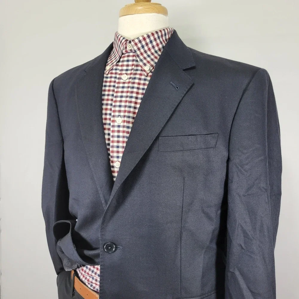 JOS A BANK 2B Signature Gold Men's Sport Coat Blazer Navy Silk Wool Cashmere 42S